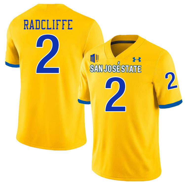 #2 Lamar Radcliffe SJSU Jersey,San Jose State Spartans Football Jersey College Uniforms-Gold